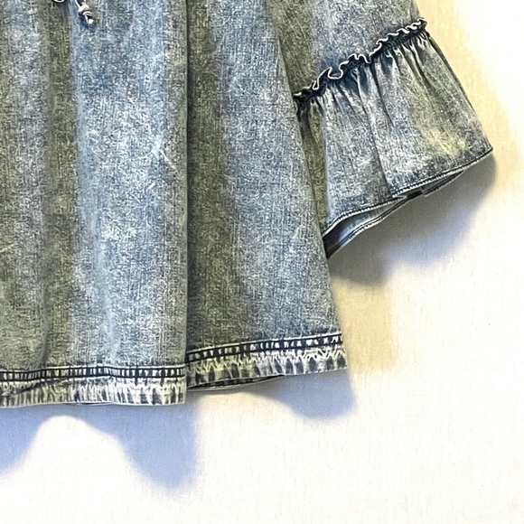 Free People Ainsley Ruffled Sleeve Denim Top - Picture 6 of 12